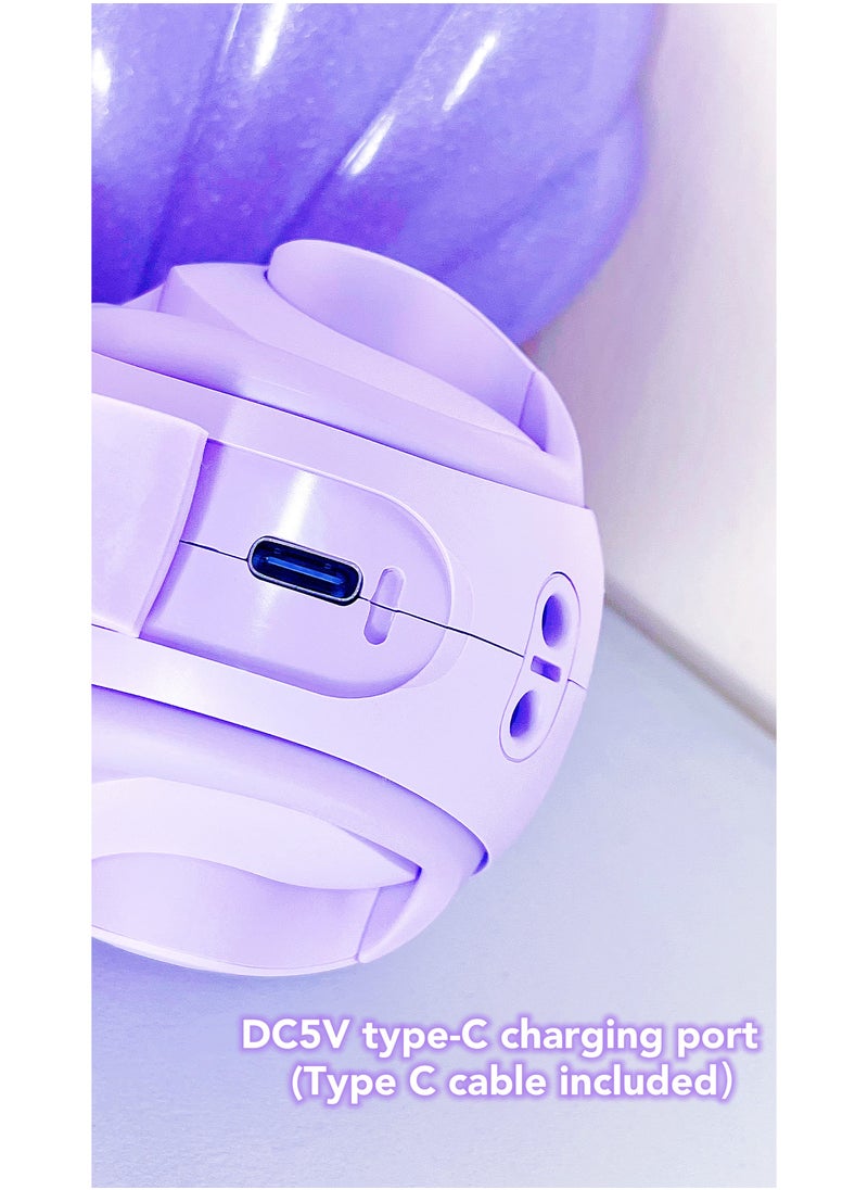 Generic - Open Ear TWS Headphones with Ear hook, Portable Mini Speaker 3D Ball Charging Case Clear Stereo Sound Built-in Mic,Wireless Headset Earbuds Workout Sports Fitness Bluetooth Earphones (Lavender Purple) - Image 1