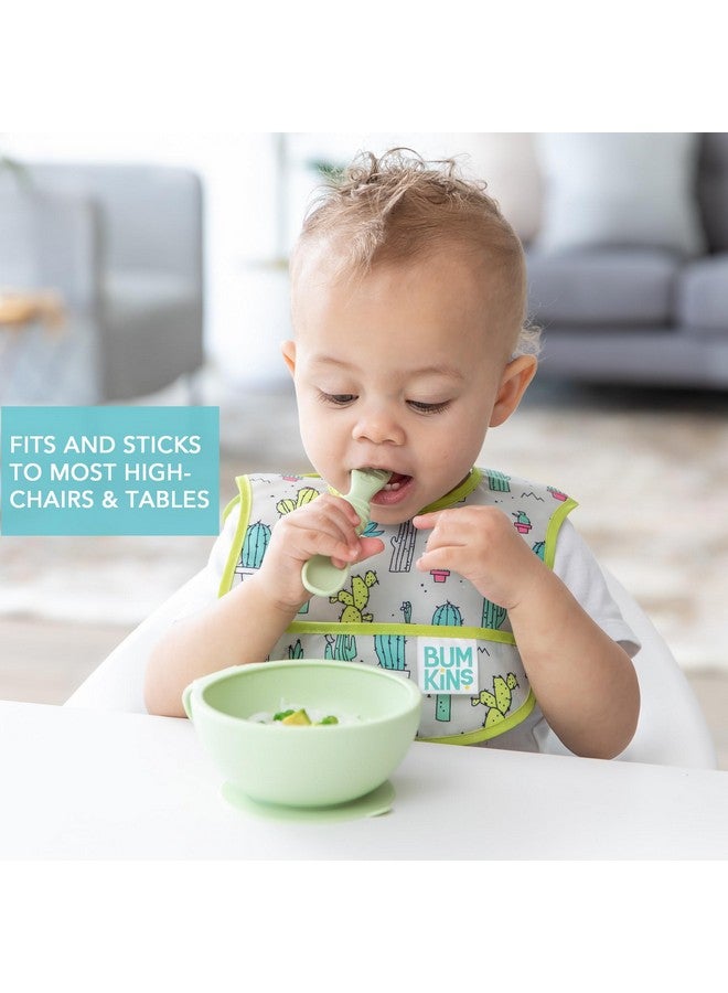 Bumkins Baby Bowl, Silicone Feeding Set with Suction for Baby and Toddler, Includes Spoon and Lid, First Feeding Set, Training Essentials for Baby Led Weaning for Babies 4 Months Up, Sage - Image 3
