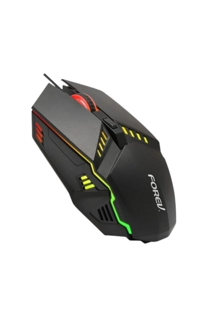 Forev Wired Gaming Mouse – Ergonomic RGB Backlit Optical Mouse with Adjustable DPI for PC & Laptop – High-Precision Gaming Accessory, Black
