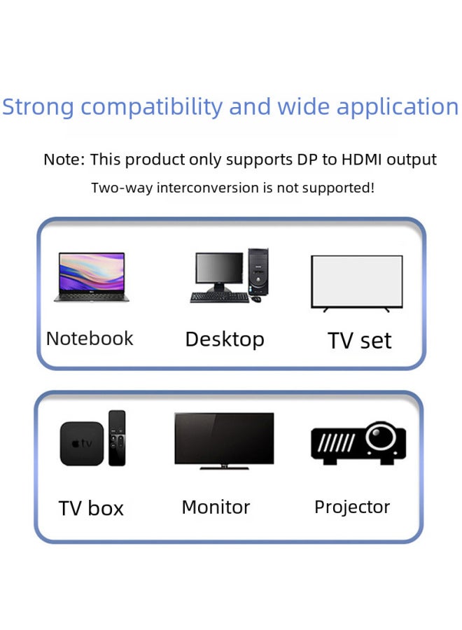 Neutral Dp To Hdmi Cable Host Connection Computer Tv Projector 4k Hd Adapter Cable Large Dp To Hdmi - Image 3