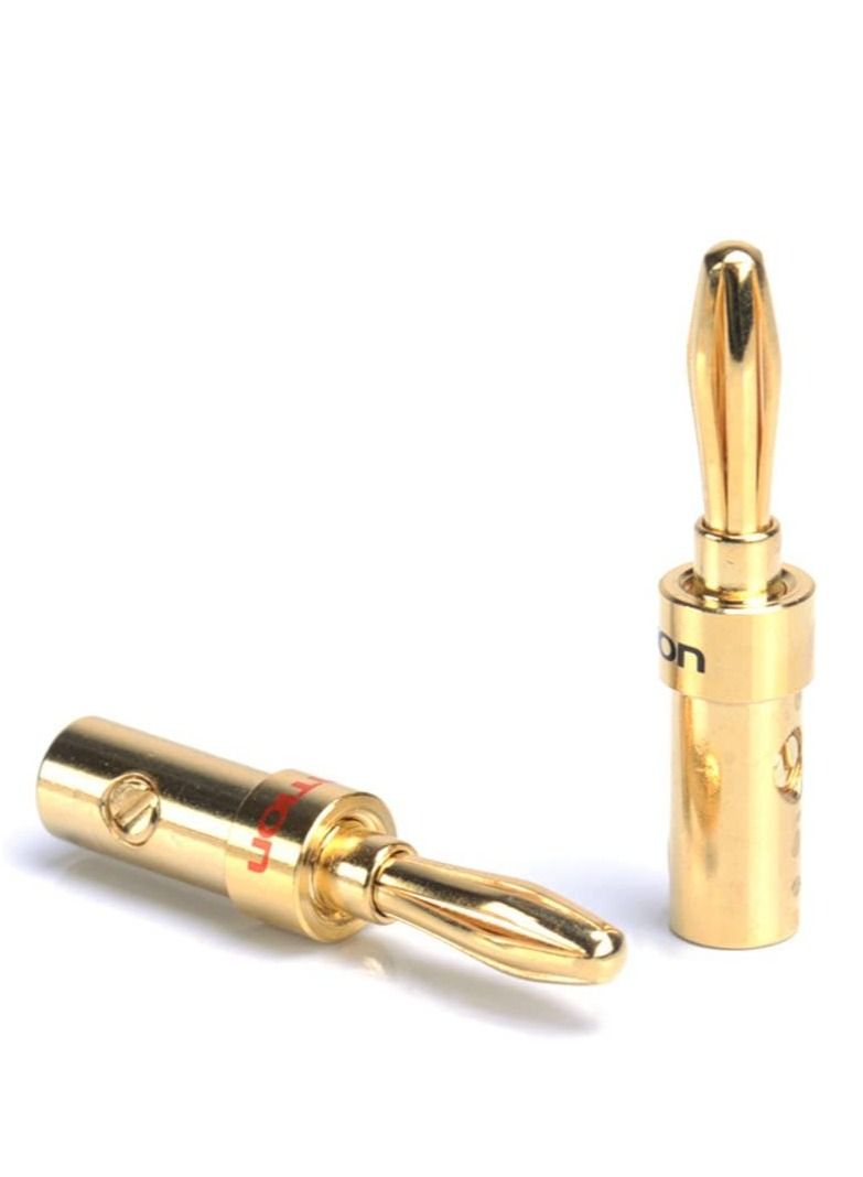 Vention Speaker Banana Plug Connectors, 1 Pair (2pcs) Gold-Plated HiFi Speaker Banana Terminals Closed Screw Type for Speaker Wire, Home Theater, Wall Plates, Audio/Video Receiver - Image 1