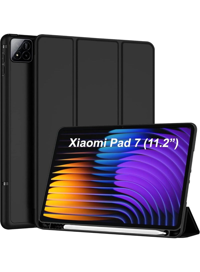 Case Compatible with Hiaomi Mi Pad 7/Mi Pad 7 Pro 11.2 inch  Stand Function, Smart Cover with Auto Sleep Wake, Protective Case in Tpu Anti-Scratch - black - Image 1