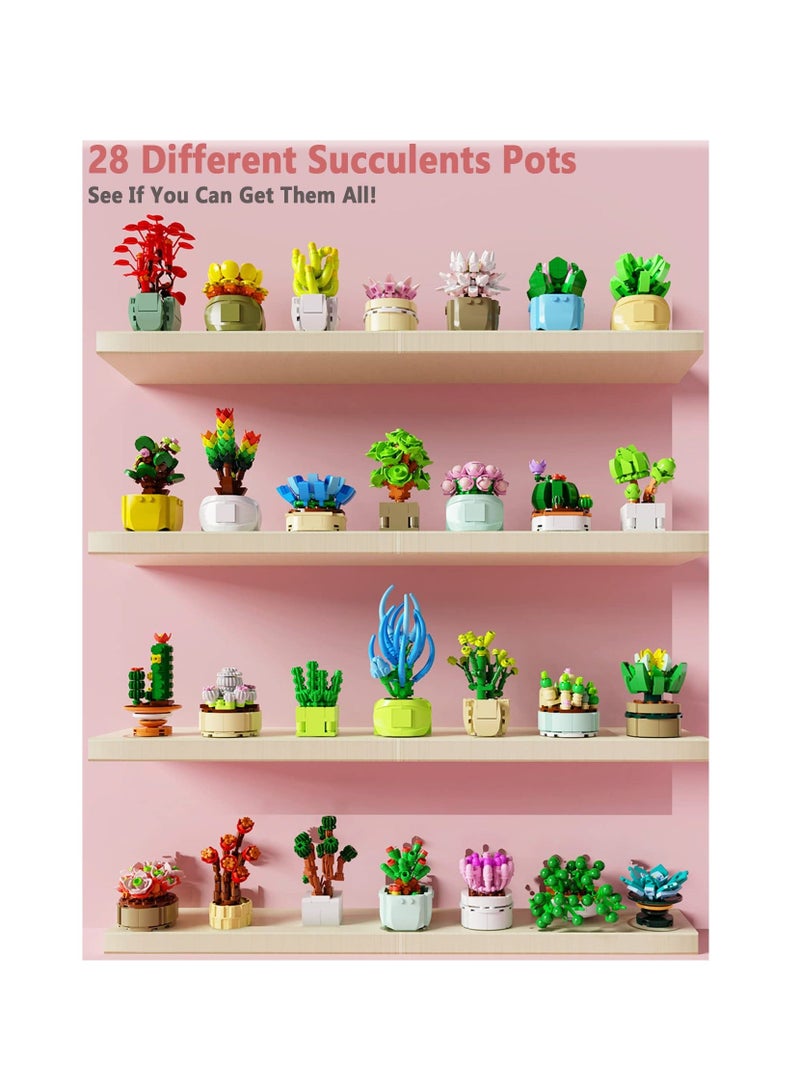 Succulents Bonsai Building Kit, Succulents Blind Box Series, Artificial Flower Botanical Collection, Plant Decor Building Set for Kids Adults Home Office, Random 2 Boxes  - Image 3