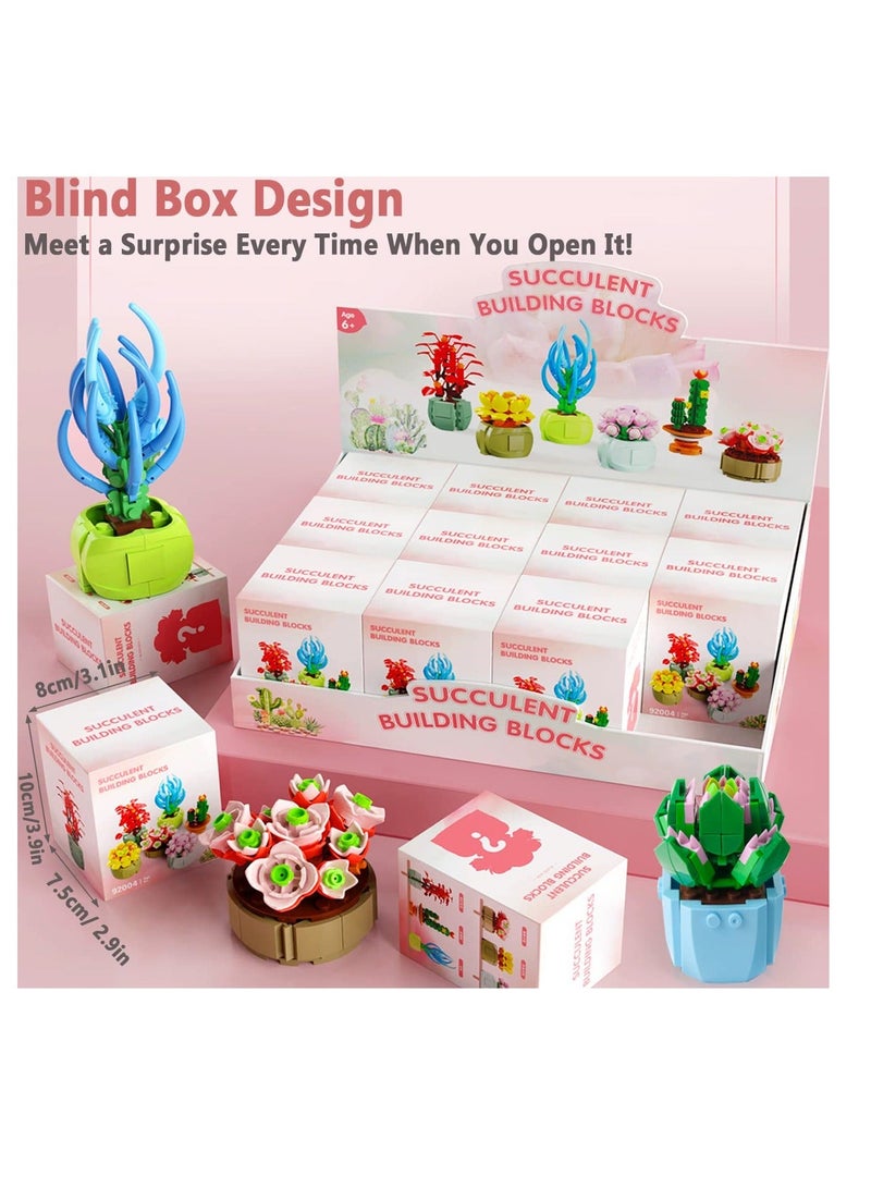 Succulents Bonsai Building Kit, Succulents Blind Box Series, Artificial Flower Botanical Collection, Plant Decor Building Set for Kids Adults Home Office, Random 2 Boxes  - Image 2