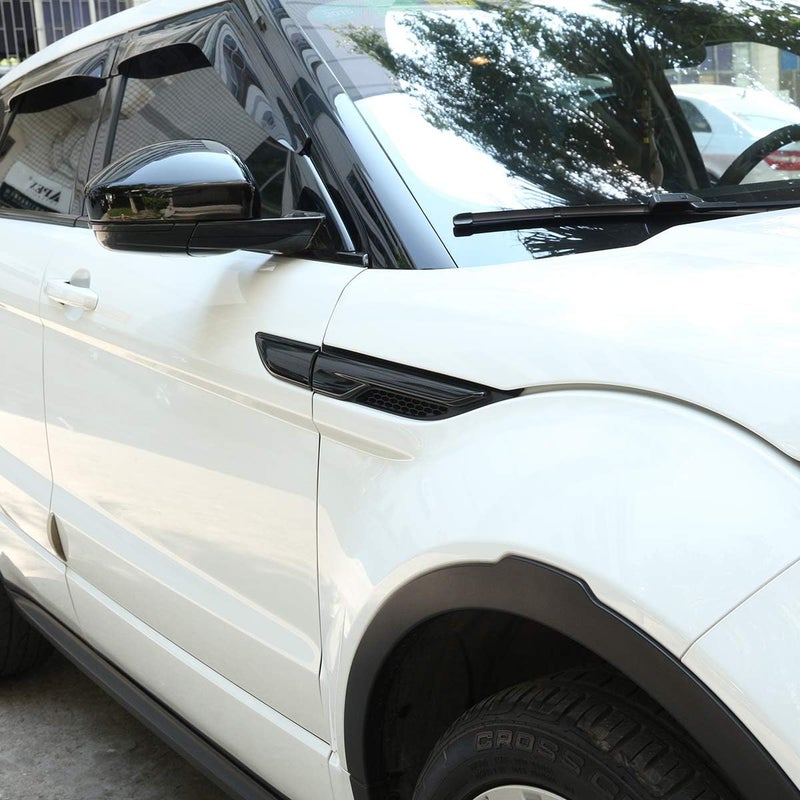 METYOUCAR زينة فتحة تهوية الهواء لحاجز باب الجانب من مادة ABS لسيارات لاند روفر رينج روفر إيفوك (Land Rover Range Rover Evoque) للموديلات 2012-2017، بلون أسود بيانو (Piano Black) - Image 2