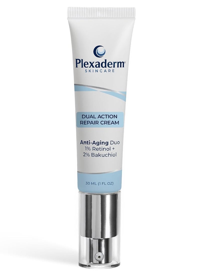 Plexaderm Plexaderm Dual Action Repair 1% Retinol Face Cream. Anti Aging Cream Serum with Retinol, Bakuchiol, and Hyaluronic Acid to Fight Fine Lines and Wrinkles, 1 fl. oz. - Image 1