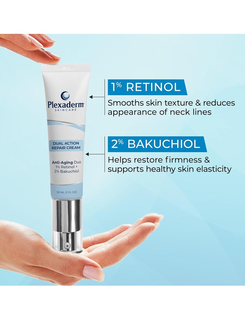 Plexaderm Plexaderm Dual Action Repair 1% Retinol Face Cream. Anti Aging Cream Serum with Retinol, Bakuchiol, and Hyaluronic Acid to Fight Fine Lines and Wrinkles, 1 fl. oz. - Image 3
