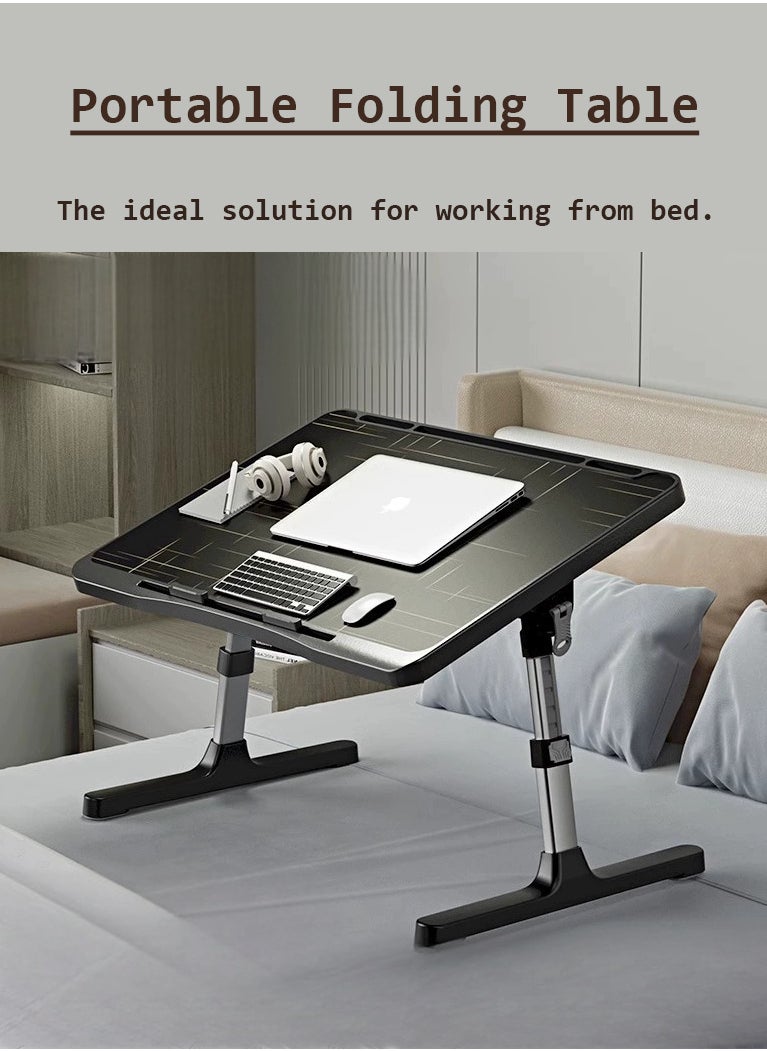 Yara Essentials - Laptop Desk for Bed, Adjustable Laptop Bed Tray Table, Portable Lap Desks with Foldable Legs, Book Slots and Laptop Stand for Sofa Couch Floor - Image 1
