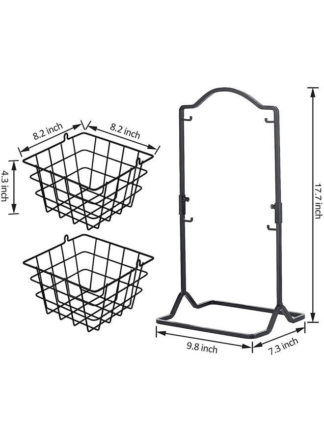 Wetheny 2 Tier Fruit Basket Fruit Bowl for Kitchen Counter,Bread,Fruit and Vegetable Holder Storage Basket,Wire Hanging Basket stand for Kitchen Organizer - Image 3