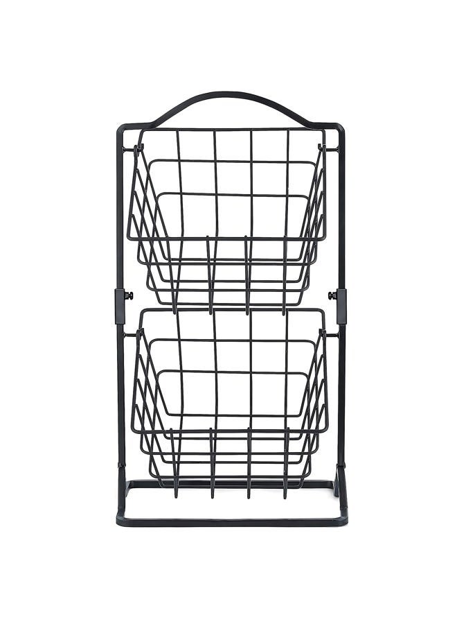 Wetheny 2 Tier Fruit Basket Fruit Bowl for Kitchen Counter,Bread,Fruit and Vegetable Holder Storage Basket,Wire Hanging Basket stand for Kitchen Organizer - Image 2