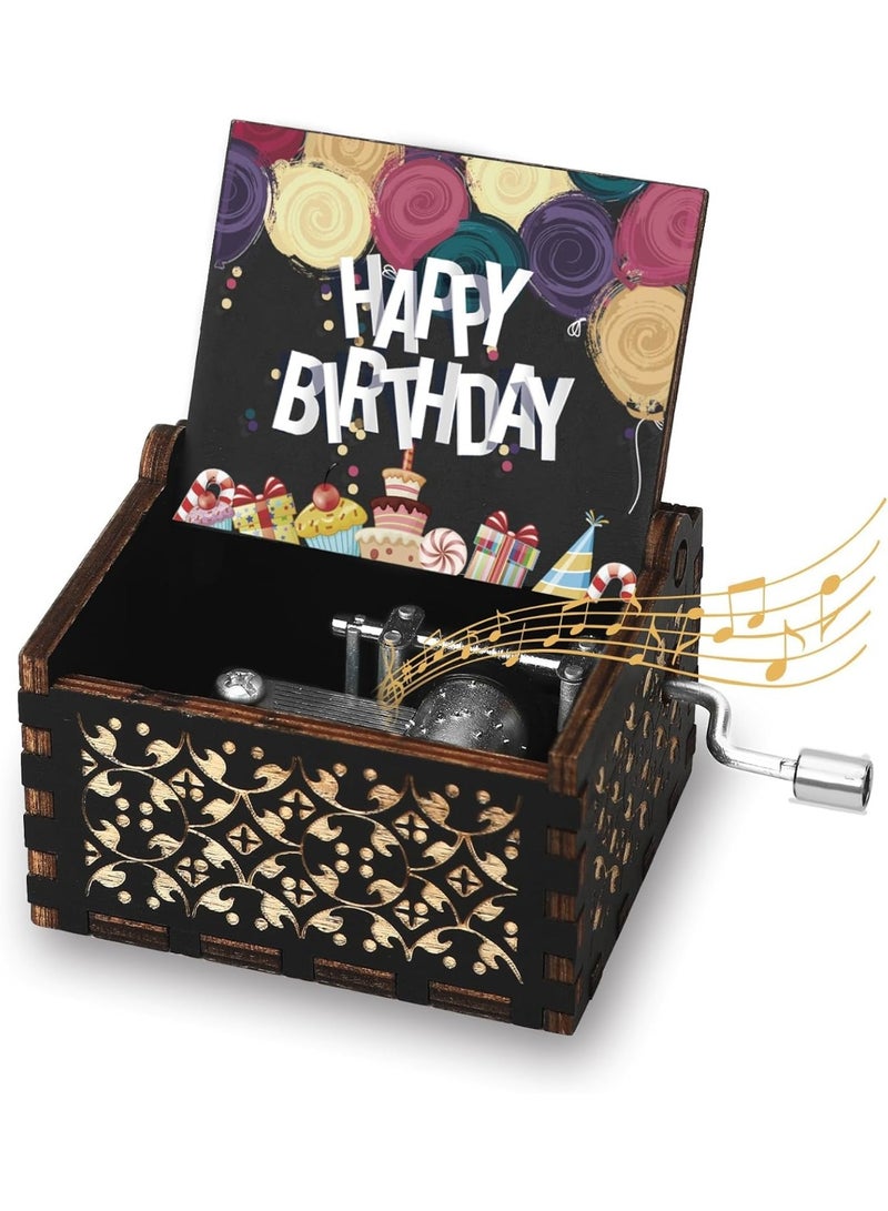Relex Birthday Gifts for Women, Mom, Daughter, Wooden Hand Crank Music Box, Unique Musical Gifts, Happy Birthday Song, Small Music Box for Her, Him, Teens, Best Friends & Family - Image 1