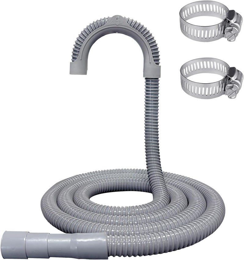 PEVEPEXE 6ft Washing Machine Drain Hose,Corrugated Flexible Washer Drain Hose Extension Replacement for Samsung, LG, Whirlpool, Maytag, Kenmore, GE, Giantex, Panda and More,with 2 Clamps and U-Bend Holder - Image 1