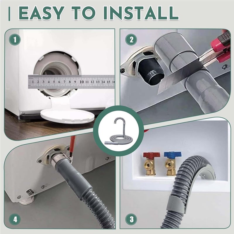 PEVEPEXE 6ft Washing Machine Drain Hose,Corrugated Flexible Washer Drain Hose Extension Replacement for Samsung, LG, Whirlpool, Maytag, Kenmore, GE, Giantex, Panda and More,with 2 Clamps and U-Bend Holder - Image 3
