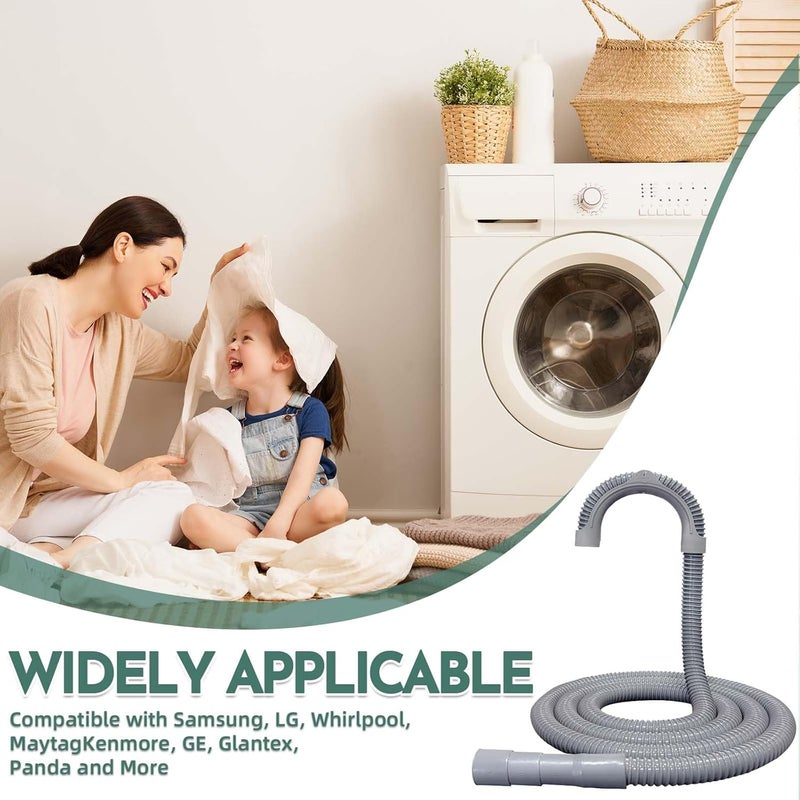 PEVEPEXE 6ft Washing Machine Drain Hose,Corrugated Flexible Washer Drain Hose Extension Replacement for Samsung, LG, Whirlpool, Maytag, Kenmore, GE, Giantex, Panda and More,with 2 Clamps and U-Bend Holder - Image 4