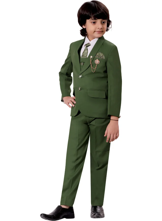BT DEZINES Boys Green Five Piece Suit Set