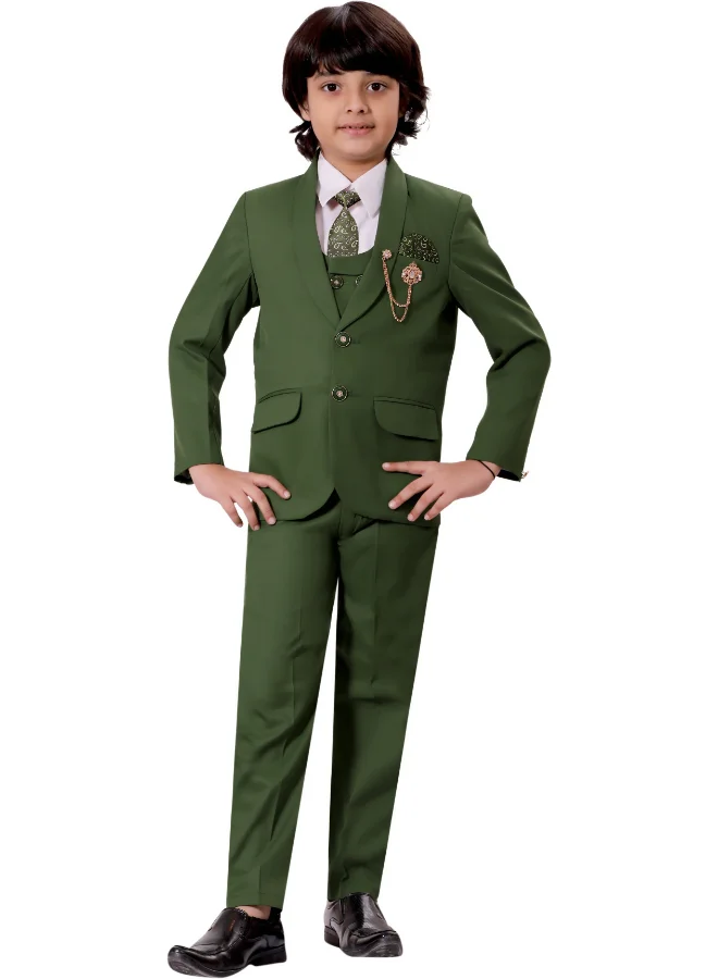 BT DEZINES Boys Green Five Piece Suit Set