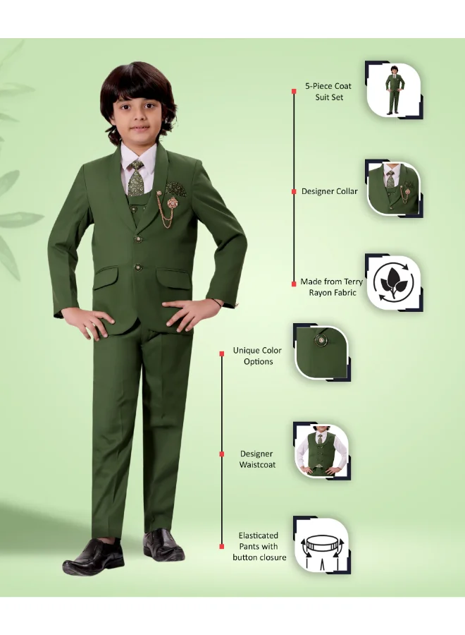 BT DEZINES Boys Green Five Piece Suit Set