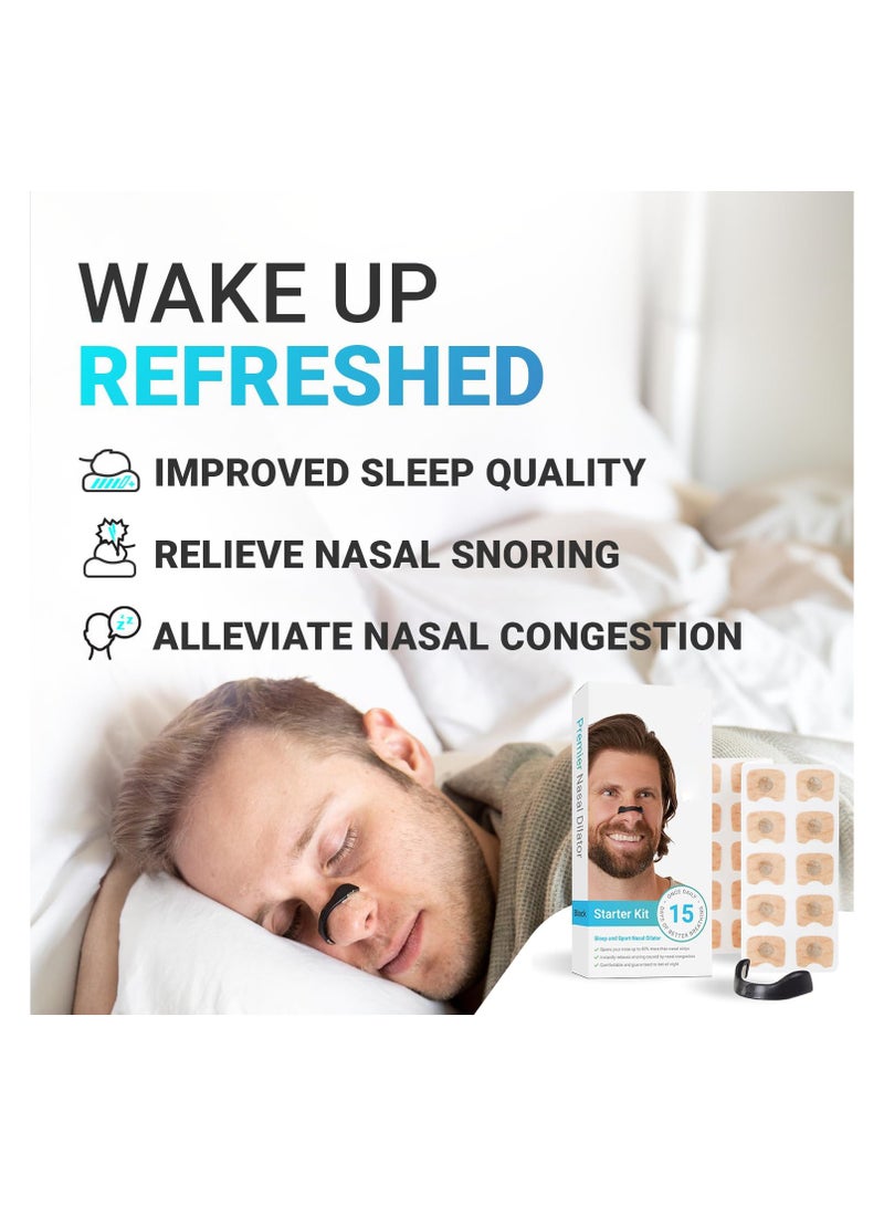 Zikra 30 Count Breathing Nasal, Strip Starter Kit, Boost Oxygen, Reduce Snoring, Improve Sleep Quality, Sweat Resistant, Skin Safe Nasal Strips, Extra Strength Snoring Solution (Black) - Image 3