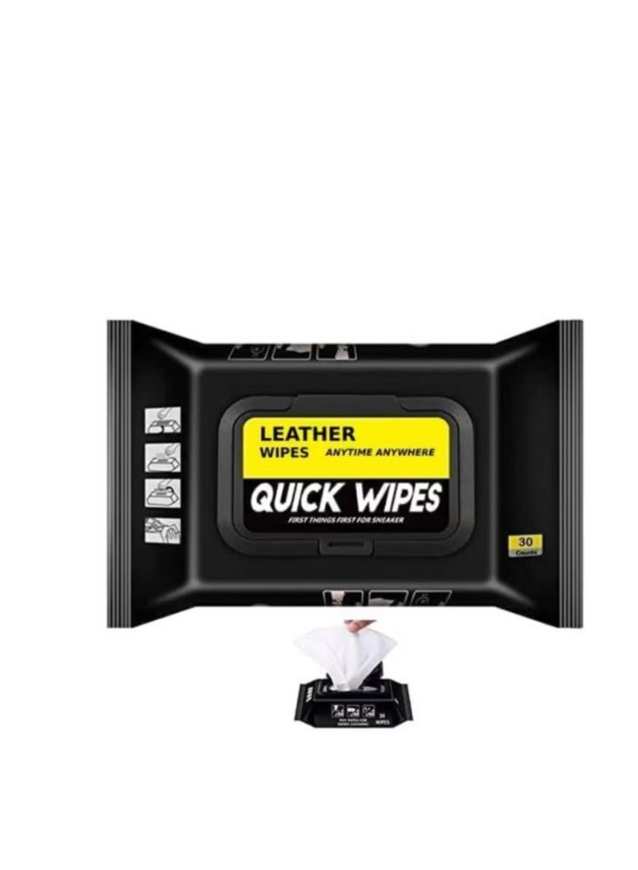 كوغزو مناديل تنظيف الأحذية الجلدية، 30 قطعة، منظف أحذية، مناديل تنظيف الأحذية، مناديل سريعة، للاستخدام مرة واحدة، صديقة للسفر، محمولة، تزيل الأوساخ والبقع، الأفضل للجزمة، الأحذية، الصنادل، والأحذية الطويلة - Image 1