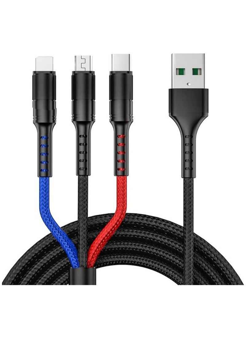 Raxoom 3 in 1 Multi 5A original fast charging 1.2m cable, CE, FCC, ROSH Certified, Lighting/Type C/Micro, compatible with iPhone 3A /Huawei/Samsung/OPPO vooc/Xiaomi/Honor - Image 1