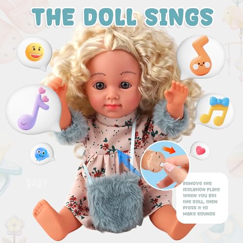 SMILESSKIDDO Baby Doll SMIESSKIDDO 12 Interactive Baby Dolls with Hair Care Set Sounds Soft PVC Talking Babies Doll Toy Gift for Girls 26 Years Comb Mirror Dryer Rollers Included - Image 5