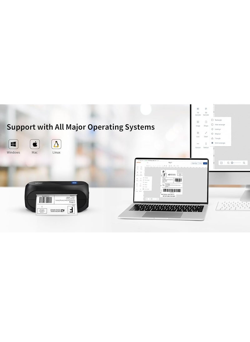 HPRT Thermal Label Printer, Label Printer for Shipping Packages & Small Business, 4×6 Label Maker with High-Speed Printing, Support Windows, Mac, Linux, Compatible with USPS, UPS, Shopify,