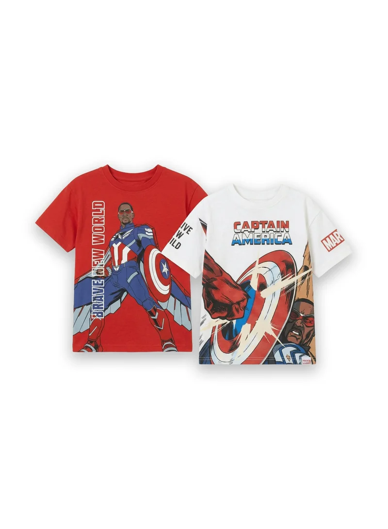 مارفل Marvel Captain America Toddler Boys Graphic Printed T-Shirt (Pack of 2)