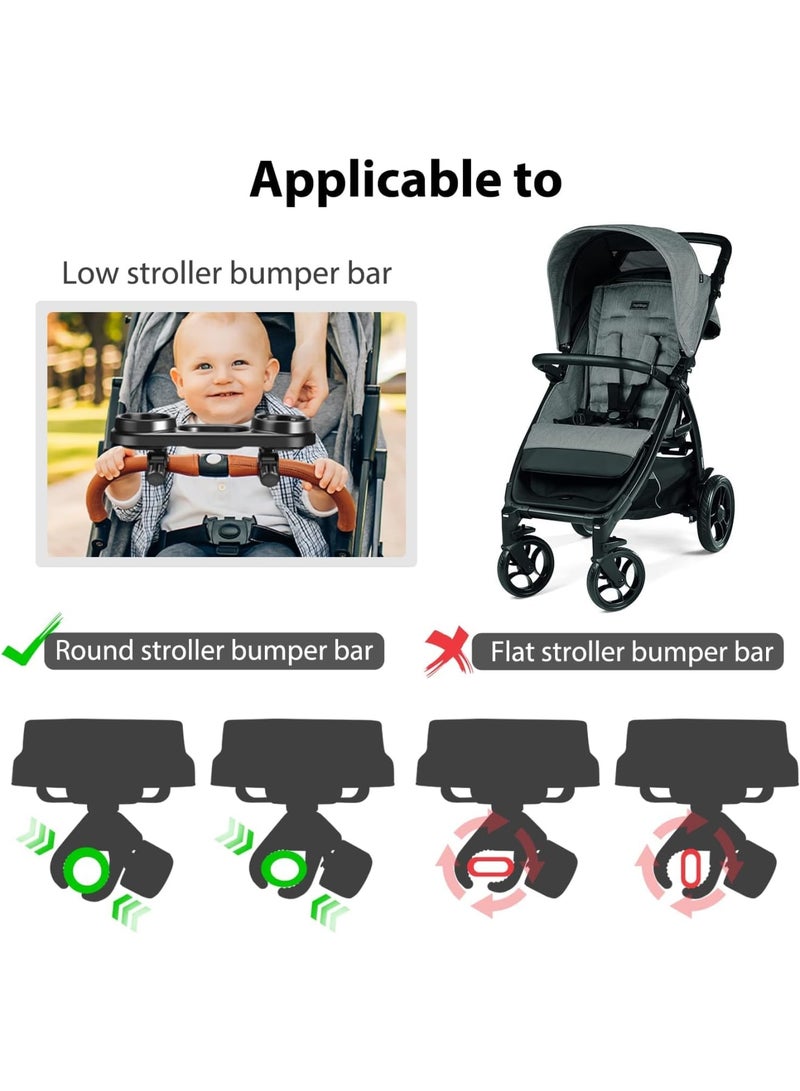 SOLARAE صينية وجبات للأطفال مع حامل أكواب، ملحق وجبات للأطفال عالمي، مشبك قابل للإزالة مع قبضة غير قابلة للانزلاق لبار العربة، سعة كبيرة - Image 3
