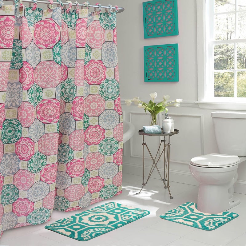 كرييتف هوم آيدياز مجموعة أفكار المنزل الإبداعية Bath Fusion المكونة من 15 قطعة لستارة الحمام، مقاس 72 × 72 بوصة، طراز Addison - Image 1