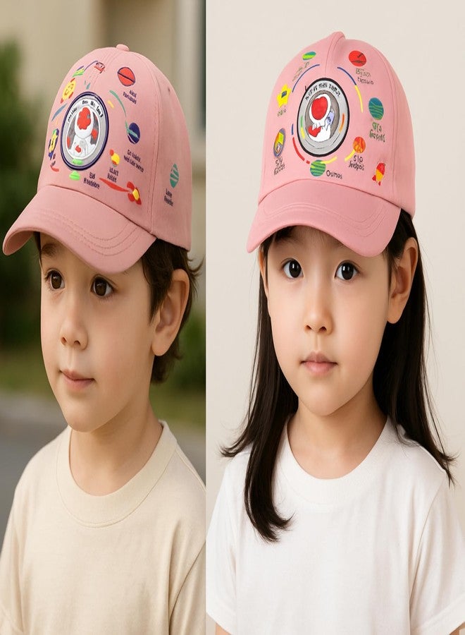 RR DESIGN Kids Space Theme Baseball Cap, Astronaut Bear Design, Adjustable Sun Hat for Ages 1-12, Available in 6 Colours Red - Image 3