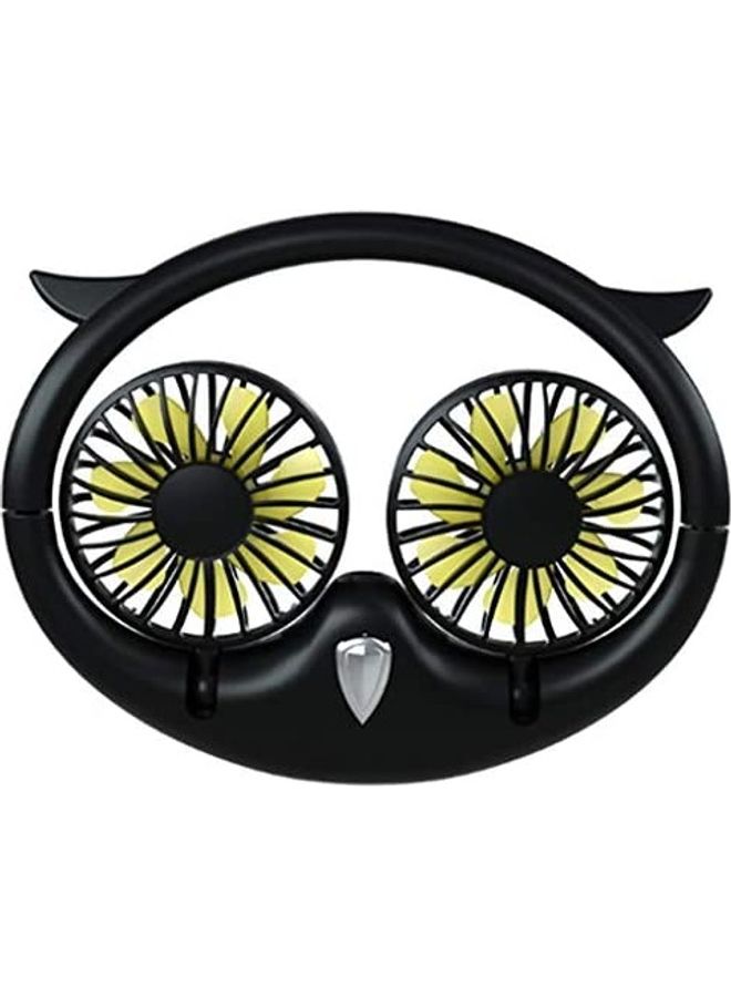 NIBEMINENT Portable Outdoor Hanging Neck USB Charging Fan Black 