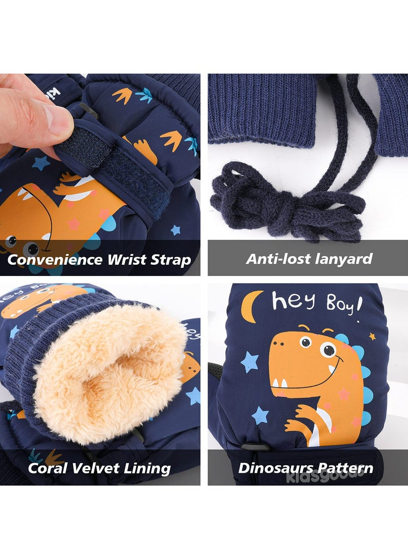 CMGTYYD Kids Ski Gloves Mittens, Waterproof Ice Skating Gloves Children's Winter Warm Snow Gloves Thermal Fleece Gloves Sledding Snowboard Skating Cycling Running and Outdoor Activities For 2-10 Years  - Image 2