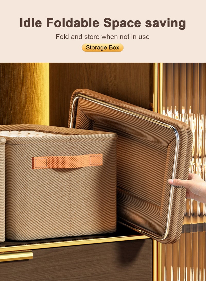 HomarKet 3pcs Wardrobe Clothes Organizer Foldable Closet Storage Organizer for Clothes Jeans Washable Closet Storage Boxes with Carrying Handles Cube Storage Bin for Home Bedroom Office  - Image 3