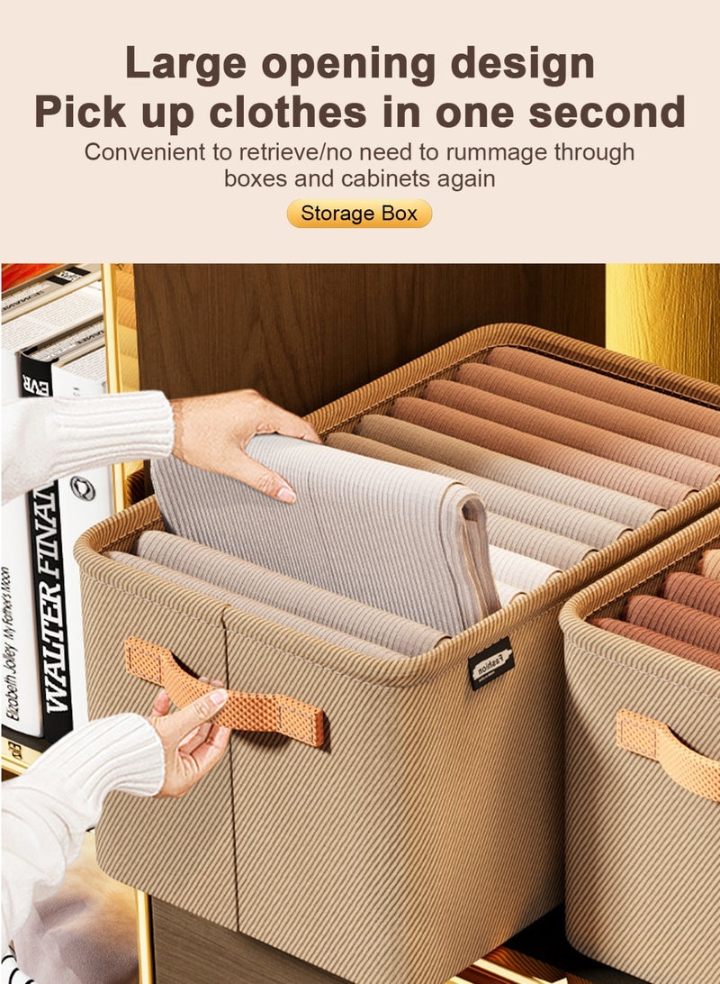 HomarKet 3pcs Wardrobe Clothes Organizer Foldable Closet Storage Organizer for Clothes Jeans Washable Closet Storage Boxes with Carrying Handles Cube Storage Bin for Home Bedroom Office  - Image 4