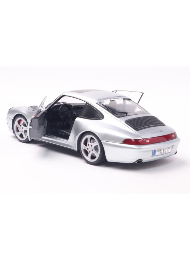 Solido Porsche 911 (993) 4S Polar Silver 1996 Diecast Model Car, 1:18 Scale, Opening Front Doors, Steerable Wheels, Official Porsche Collector Display Model, - Image 5