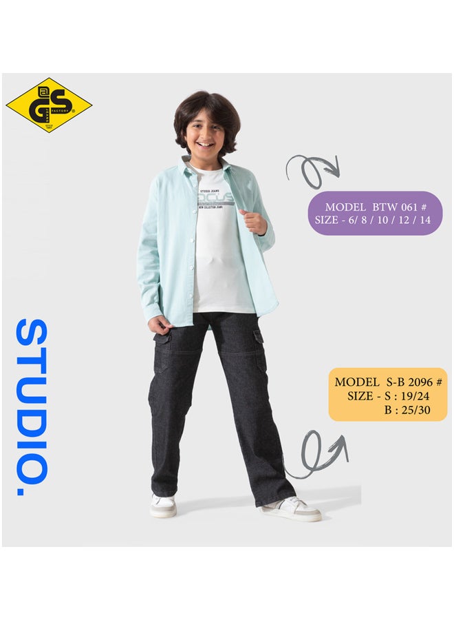 جي@إس قميص كتان صيفي للأولاد مع تيشيرت قطني