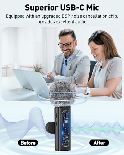 GoorDik USB C Lavalier Microphone Wireless Mini Mic for Type-C Android Phone/Tablet/PC Video Recording Clip-on Mics with Rotatable Clip&Denoise Recording, Ideal for Vlog Tiktok Youtube Podcast Content Creator - Image 3