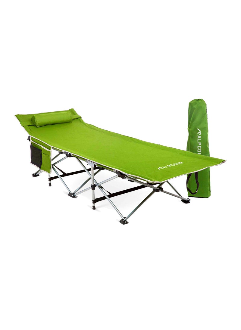 Alpcour Alpcour Folding Camping Cot  Deluxe Collapsible Single Person Bed in a Bag wPillow for Indoor  Outdoor Use  Ultra Lightweight Comfortable Heavy Duty Design Holds Adults  Kids Up to 300 Lbs 