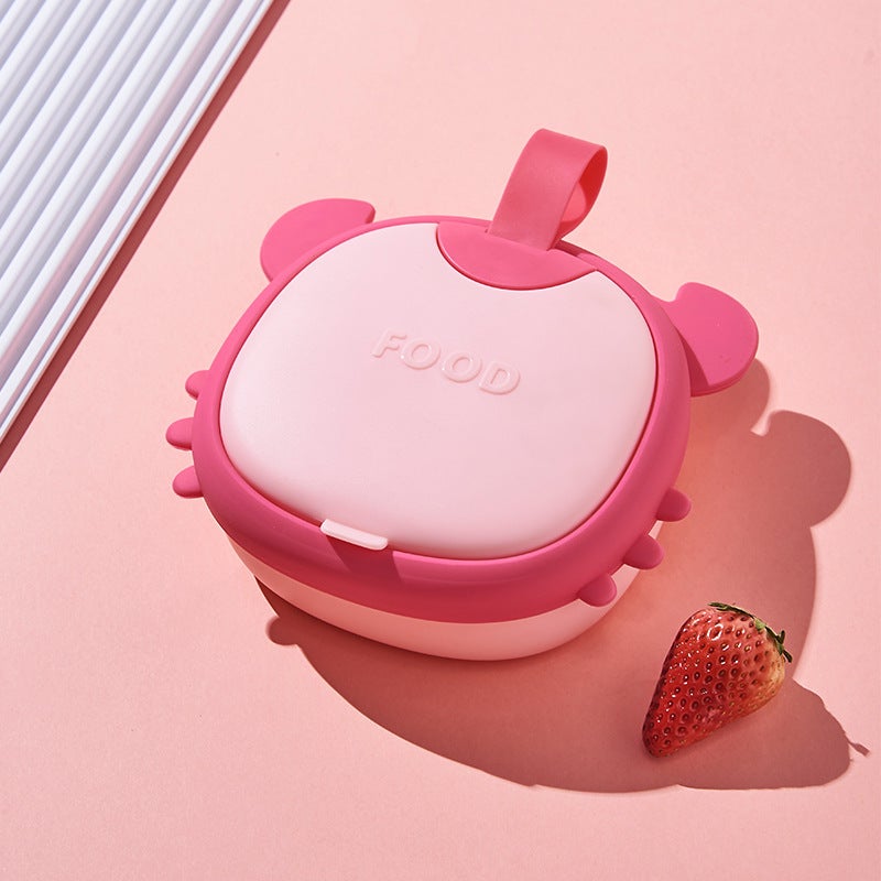 Baby Feeding Bowl Set Multifunctional Portable Doodle powder [three-layer type] to send food supplement scissors + baby fork spoon