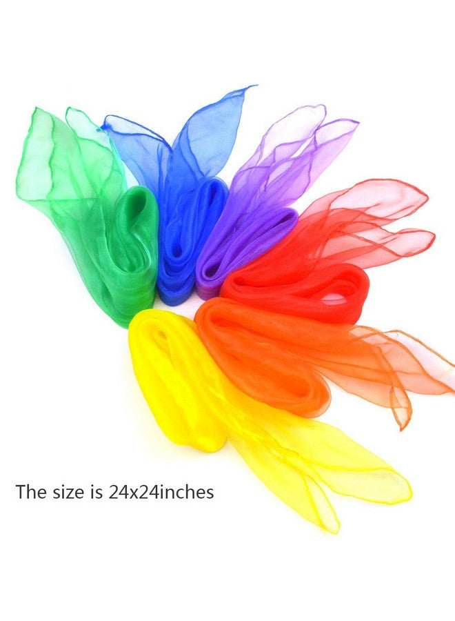 Jmkcoz 12pcs Square Juggling Silk Dance Scarves Magic Tricks Performance Props Accessories Movement Scarves Rhythm Band Scarf 24 by 24 Inches 6 Colors - Image 3