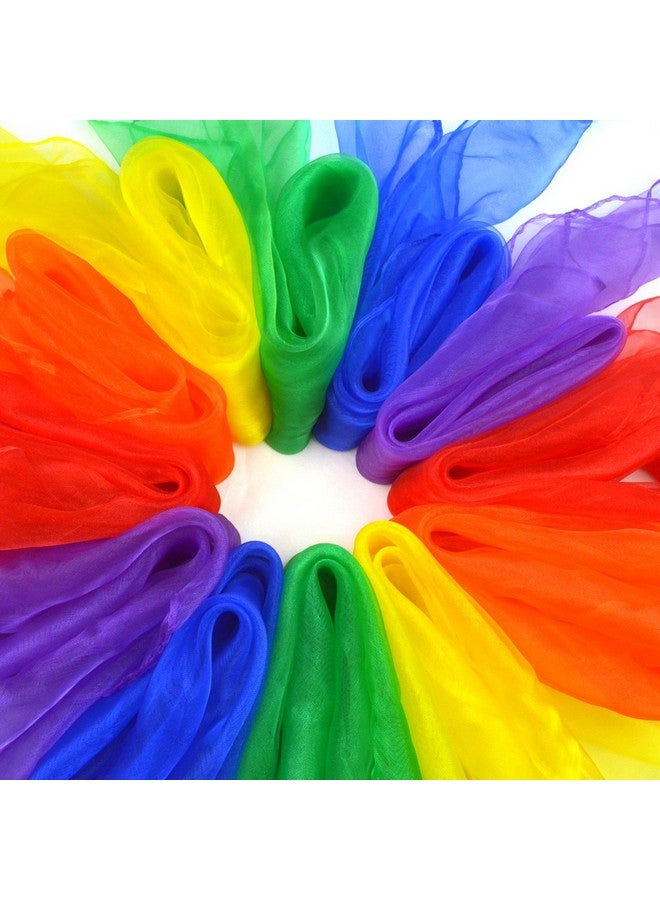 Jmkcoz 12pcs Square Juggling Silk Dance Scarves Magic Tricks Performance Props Accessories Movement Scarves Rhythm Band Scarf 24 by 24 Inches 6 Colors - Image 2