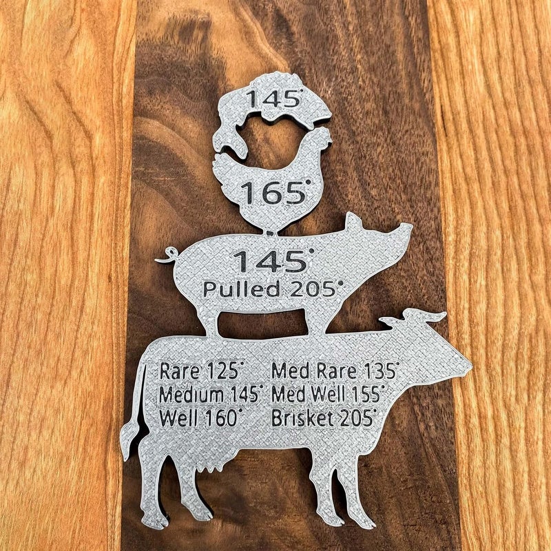 klarako Meat Temperature Magnet - BBQ Gift Men Grilling Party for Husband, Animal Temperature Magnet, Chicken, Beef, Pork, Fish Internal Cooking Temperature Guide Grill Magnet, BBQ Accessories (1pc) - Image 3