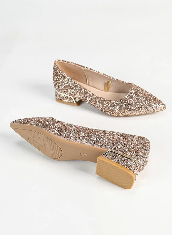 Sneak-a-Peek Sneak-a-Peek Embellished Pointed Toe Block Heels Pumps