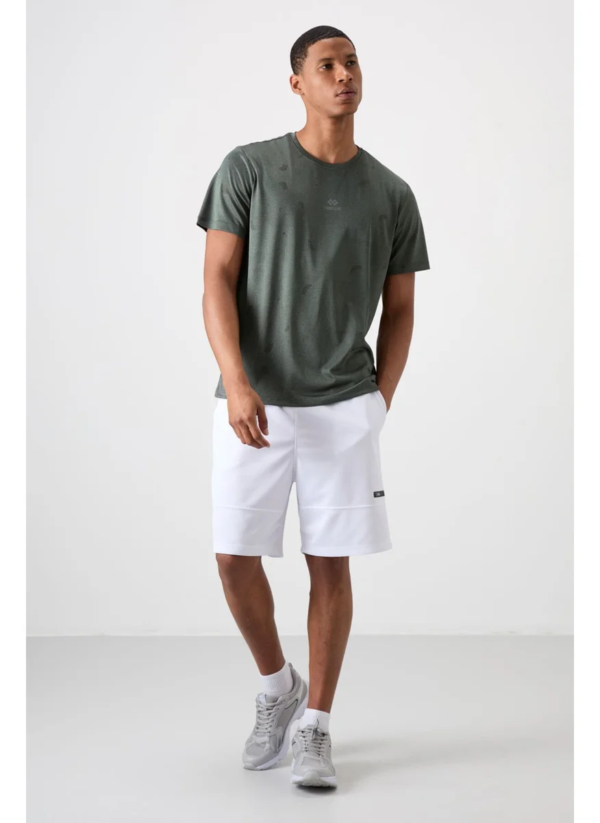 تومي لايف Khaki Polyester Breathable Jacquard Thin Flexible Standard Fit Men's Performance T-Shirt - 88397