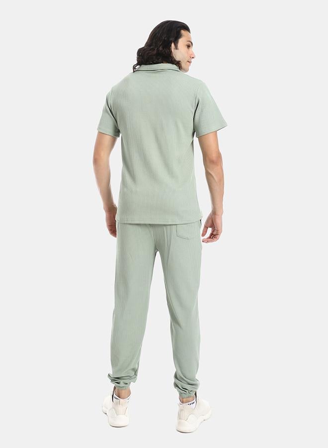 Red Circle ribbed set with pants a44 - Image 3