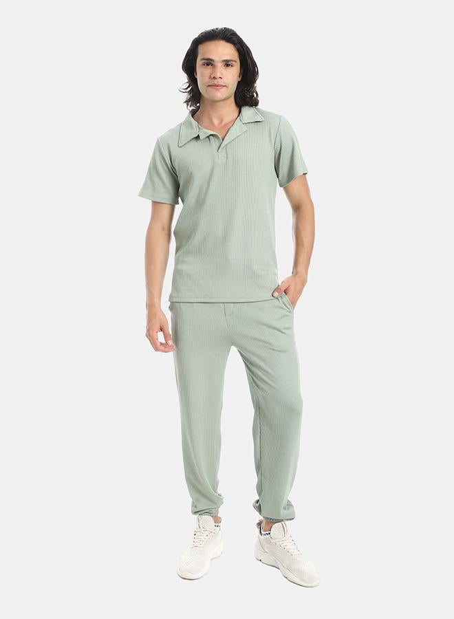 Red Circle ribbed set with pants a44 - Image 1