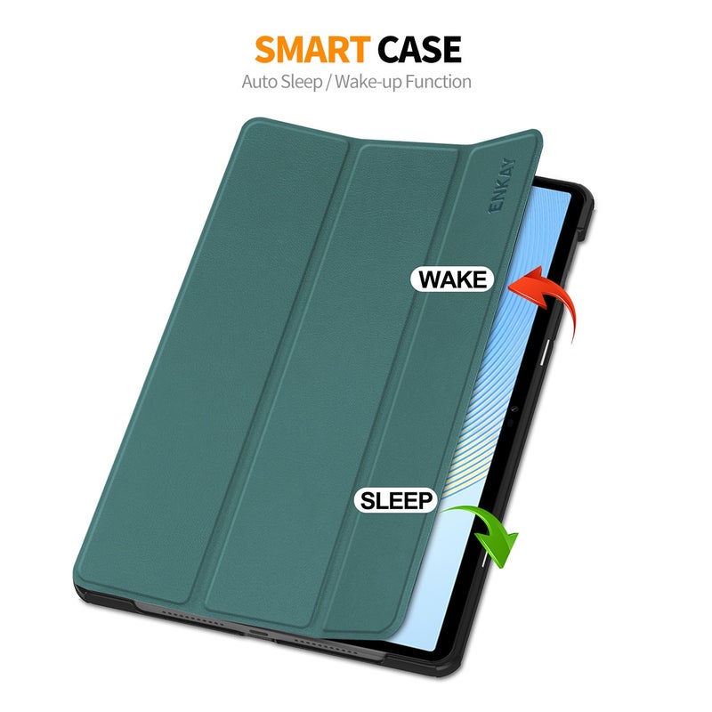 ENKAY For Honor Pad X8 Pro / X9 11.5 Tri-Fold Custer Texture Leather Smart Tablet Case(Dark Green) - Image 2