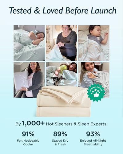 Breescape Cooling Sheet Set King Size - BlendTek™ Dry & Cool Technology for Hot Sleepers and Night Sweats, Q-Max>0.46 Tech, Deep Pocket Up to 18", 360° Elastic Band, Ivory - Image 3