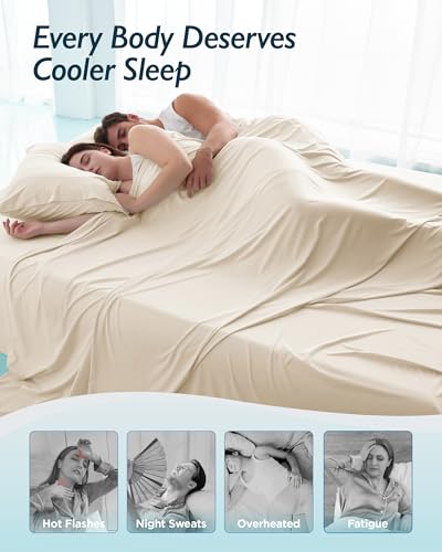 Breescape Cooling Sheet Set King Size - BlendTek™ Dry & Cool Technology for Hot Sleepers and Night Sweats, Q-Max>0.46 Tech, Deep Pocket Up to 18", 360° Elastic Band, Ivory - Image 5