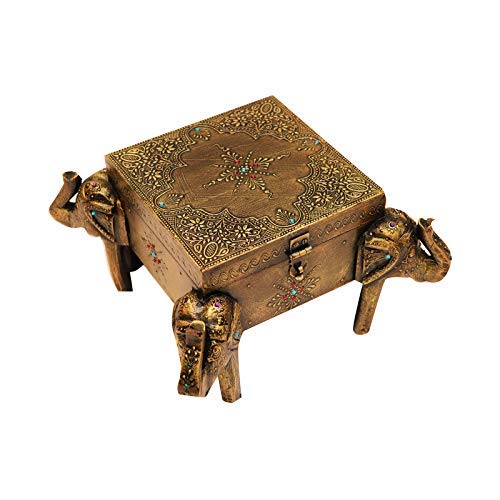 Generic Elephant Trunk Shape Brown Wooden Storage Box for Item Organizer SizeLxBxH 11 x 11 x 5 Inch - Image 1